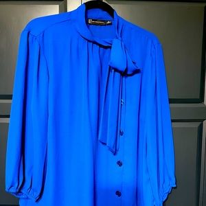 New York and Company blue long sleeve button up blouse